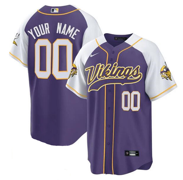 Men's Minnesota Vikings ACTIVE PLAYER Custom Purple/White Cool Base Stitched Baseball Jersey Men's Minnesota Vikings ACTIVE PLAYER Custom Purple/White Cool Base Stitched Baseball Jersey